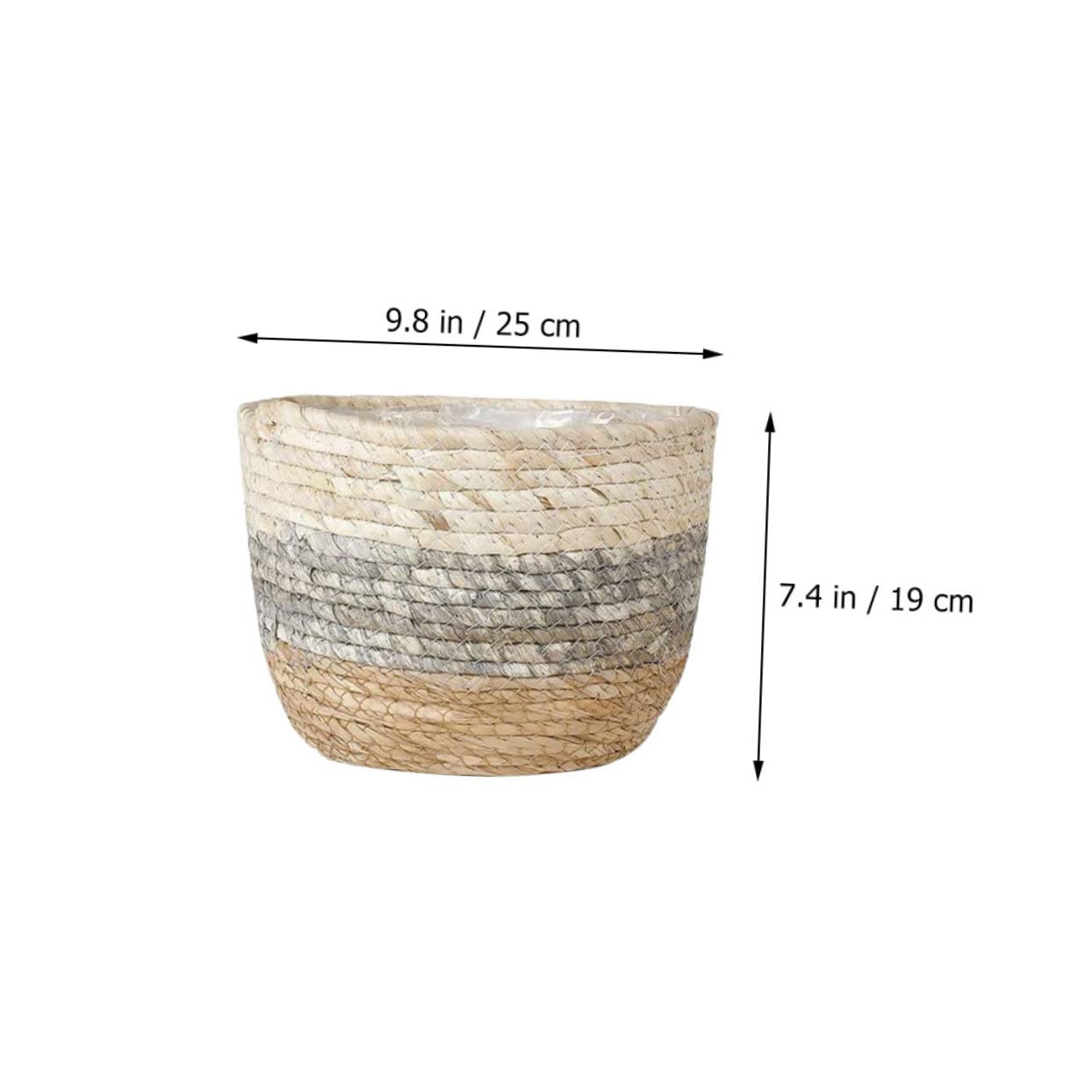 BESPORTBLE Lot De 2 Paniers en Rotin pour Plantes Paniers À Fleurs Tissés Paniers en Paille Jonc De Mer Faciles À Nettoyer pour La Décoration De Jardin