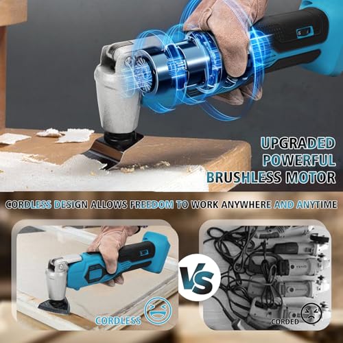 Akku Multifunktionswerkzeug für Makita 18V Akku, Multitool, Oszillierwerkzeug mit 22 Zubehör, 6-Stufige, 5° Oszillationswinkel, Multitool Bürstenlos zum Schaben Schneiden Schleifen (ohne Akku) – Bild 5