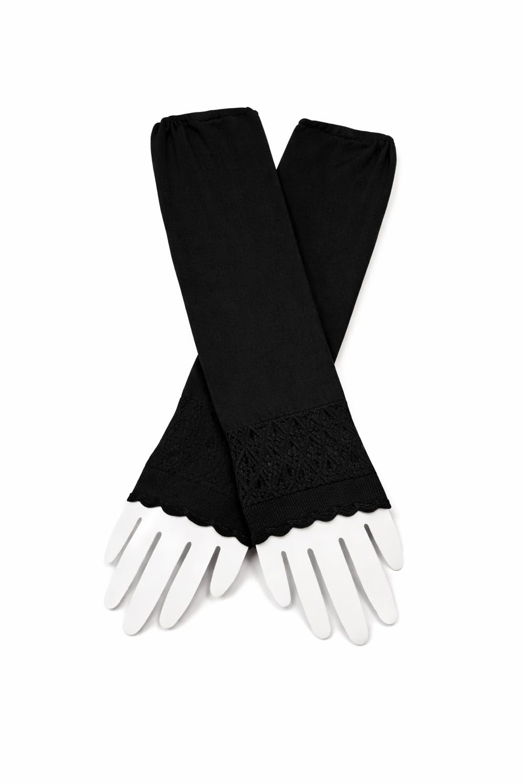 Elegant Black fingerless Arm sleeves_ soft & stretchable-image-21