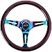 NRG Innovations ST-015MC-PP Classic Wood Grain Wheel (350mm 3 Neochrome spokes, purple pearl paint)