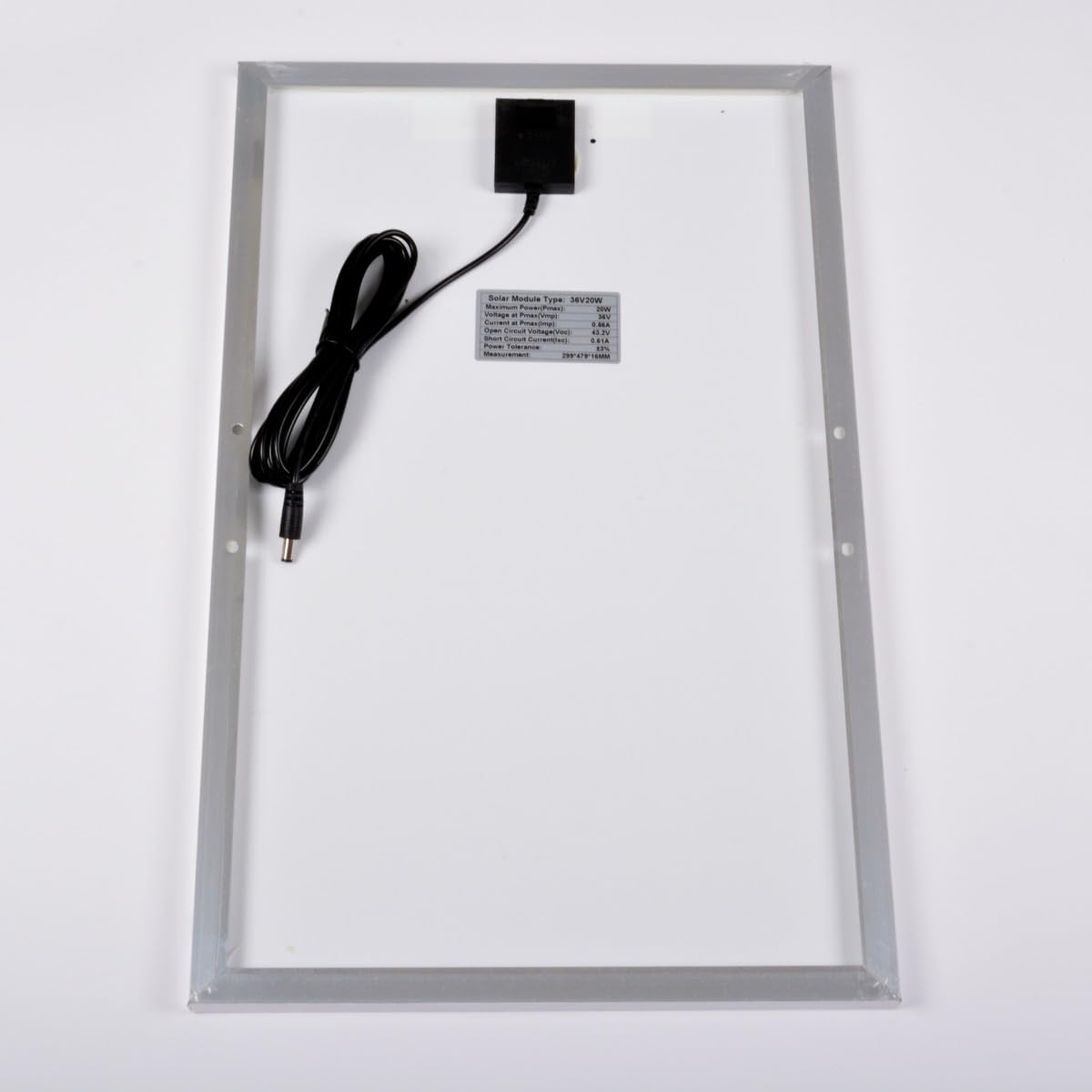 AFTERTECH 20 W 24 V Module photovoltaïque – Panneau solaire – Monocristallin 20 W 36 V Idéal pour systèmes 24 V avec connecteur DC5521 – Dimensions 299 x 479 x 16 mm – Support ftv36 v20 W