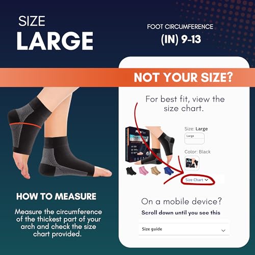 Image of PhysFlex Compression Socks for Plantar Fasciitis, Achilles Tendonitis Relief - (1 Pair) Ankle Compression Sleeve for Heel Spurs, Foot Swelling & Fatigue - Arch Support Brace for Everyday Use