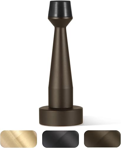 Miniatura 8 de Tope de puerta negro, protector de pared decorativo de latón macizo, tope de puerta resistente con punta de parachoques de goma para protección de