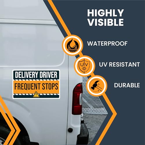 Image of Magnet Me Up Caution Frequent Stops Delivery Driver Magnet Decal, 5x8 inch, Heavy Duty Automotive Magnet for Car, Truck, SUV, Any Magnetic Surface, for Flex Delivery Driver, Crafted in USA