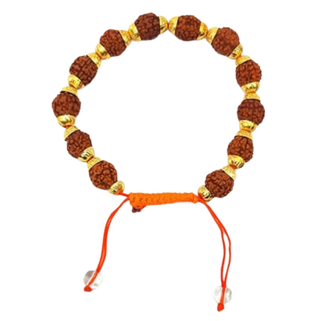 PRAYVERSE Rudraksha Bracelet | 5 Panchmukhi/Five Faced Natural Rudraksh Beads with Panch-Dhatu Golden Cap Covering | Unisex Both For Men & Women (Colour - Brown) (B0CVH5VGJN) Amazon Price History, Amazon Price Tracker