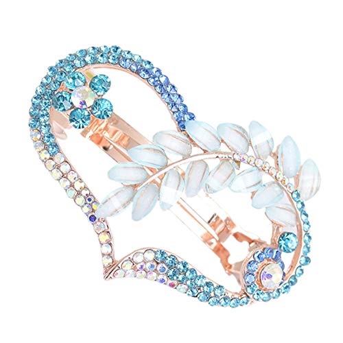 Preisvergleich Produktbild Rouku Glänzende Blätter geformte kristallbeschichtete Haarbänder Haarbügel Diamant Haarschmuck Stil Haarstyling-Werkzeug