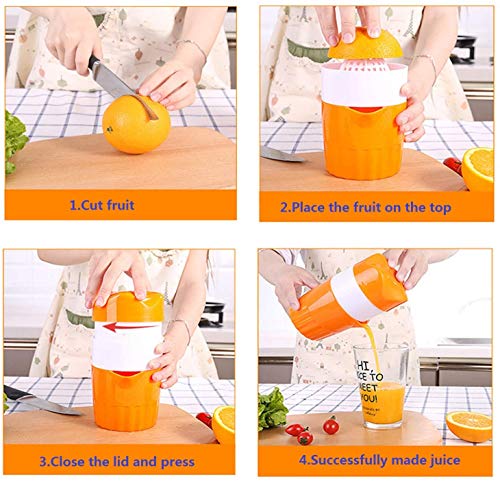 Gangang Hand Juicer Citrus Orange Squeezer Manual Lid Rotation Press Reamer for Lemon Lime Grapefruit with Strainer and Container