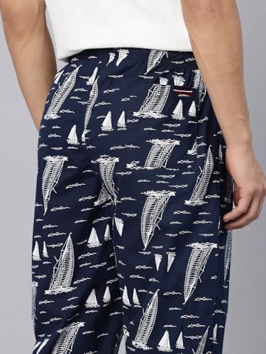 Image of Majestic Man Men's Printed Pure Cotton Lounge Pyjama | Comfort Fit | Elastic Waist with Drawstring | 3 Pockets | Button Closure
