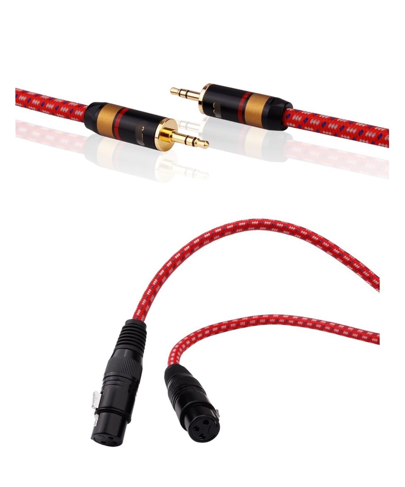 Cavo audio AUX OFC maschio da 3,5 mm a pin for computer, telefono, amplificatore a valvole, jack stereo, a doppio(0.5 Meters)