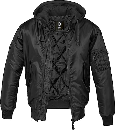 Individual Wear Men's MA-1 Hooded Bomber Jacket, Black - 3XL