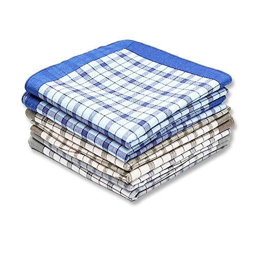Pure Cotton Men's Soft Handkerchiefs Assorted Color Pack of 6 Gift Set by Zenssia
