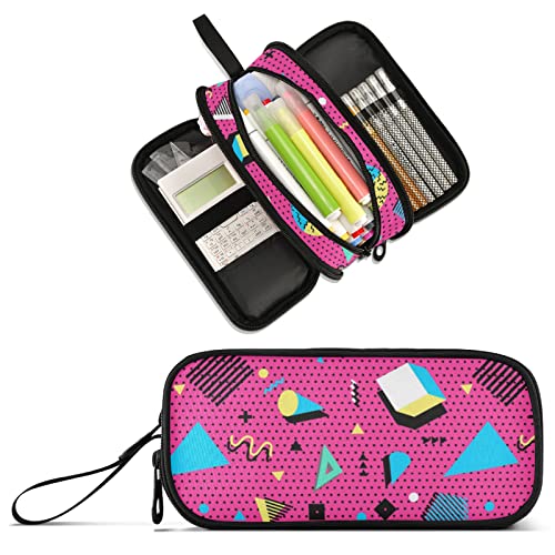 Image of 80s 90s Large Capacity Pencil Case Pencil Pouch Pen Box | 3 Compartment Large Storage Pencil Bag for Adults School Office Teen Girl Boy Men Women