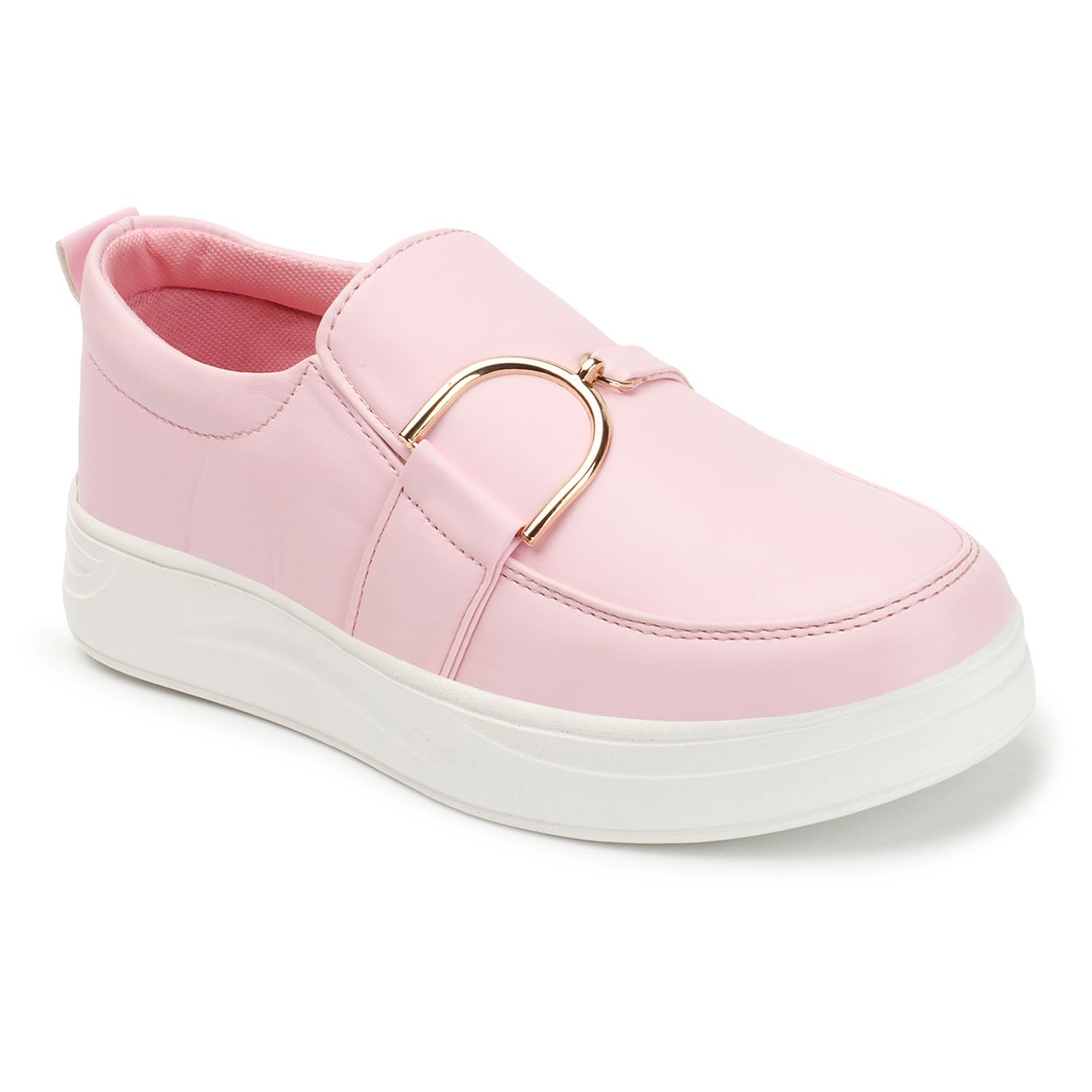 EVOLTAR Women Casual Slip-On Loafer with Golden Buckle Details Pull on Girls Shoes (B0CW37NLV3) Amazon Price History, Amazon Price Tracker