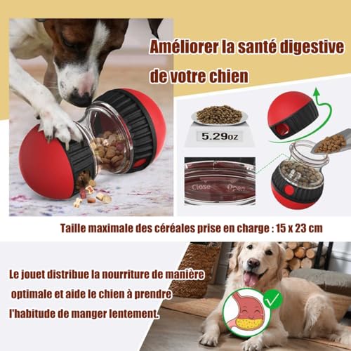 Mittokonnel Hundespielzeug Intelligenz, Interaktives Hundespielzeug,Intelligenzspielzeug für Hunde Interaktiver Futterball und Slow Feeder denkspiele,die Bindung zu Ihrem Hund stärken (Rot)
