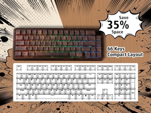 Image of womier L65 60% Brown Mechanical Keyboard with Knob,4000mAh,Tri Mode USB-C /BT5.0 /2.4G,RGB Backlit,Hot Swap,Linear Switch,Gasket Mounted Wireless Gaming Keyboard for PC /Mac,Wood Pattern Theme