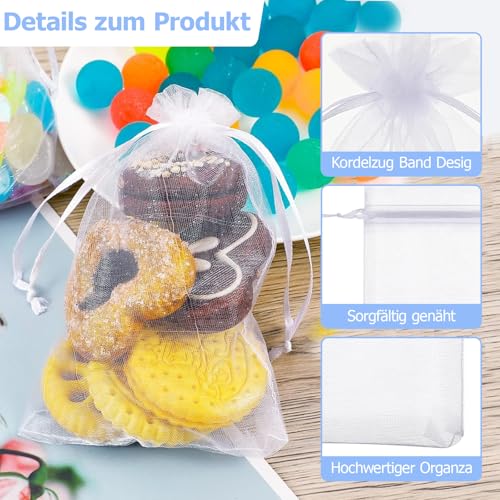 50 Stück Organzasäckchen, 15 x 20 cm Geschenkbeutel, Organza-Beutelchen mit Kordelzug, Transparent Hochzeit Organzabeutel für Hochzeiten Weihnachtsgeschenke Süßigkeiten Gastgeschenke