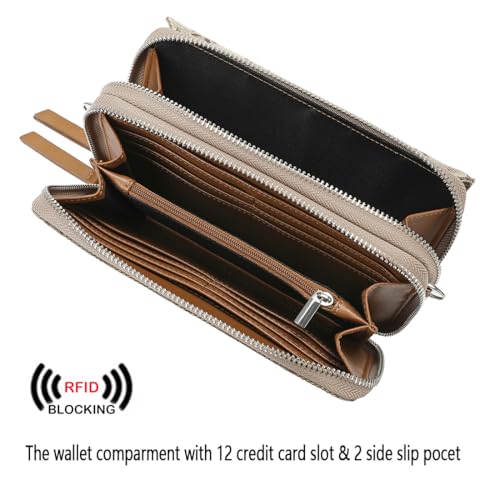 Image of Lanyani RFID Crossbody Wallet Wristlet Purse with Phone Pocket For Women Vegan Leather