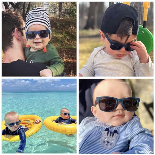 Image of COCOSAND Flexible Polarized Baby Sunglasses with Strap | UV Protection, Bendable, For Toddler Infant Newborn Girl Boy, Age 0-24 Months