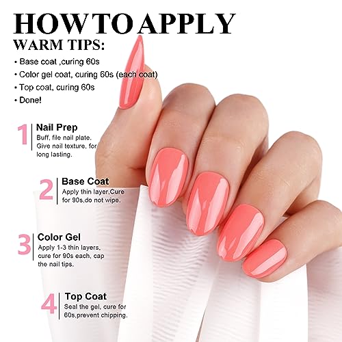 Gel Nail Polish, Coral,Peach Orange,Long Lasting,Chip Resistant Nail Art Manicure Pedicure for Professional, Salon & Home Use, Christmas gift,15ml (Requires Drying Under UV LED Lamp) - Image 3
