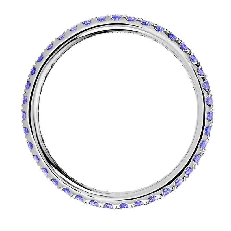 925 Sterling Silver Natural 0.90 Ct Weight Tanzanite 2.00 Mm Gemstone Silver Eternity Band Ring For Women4