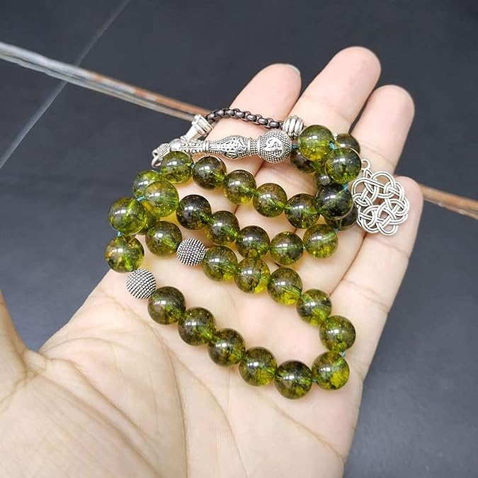 Tasbih Peridot Crystal muslim misbaha rosary Bracelets islam prayer beads