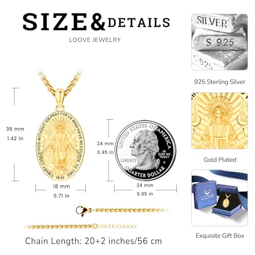 Patron Saint Medals Amulet Necklace 925 Sterling Silver Protection Jewelry for Men Women with 20"/22"+2" Rolo Chain4