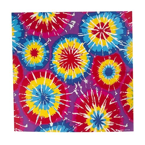 Junvena Cotton Bandanas 12 packs 22X 22 Double Sides Printed Unisex KerchiefTie Dye