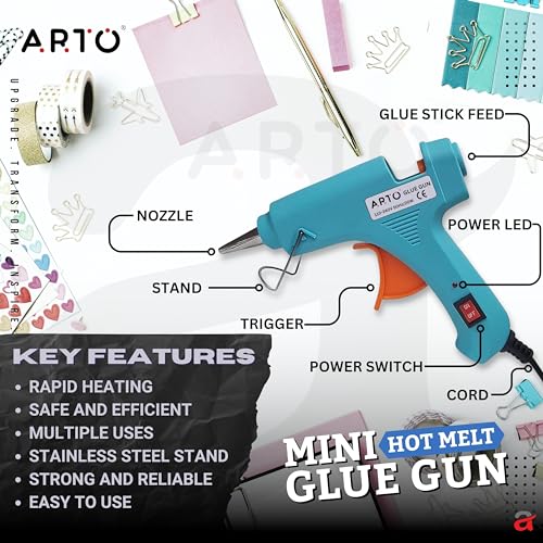 Image of ARTO 20W 20 WATT 7MM HOT MELT Glue Gun with ON Off Switch and LED Indicator