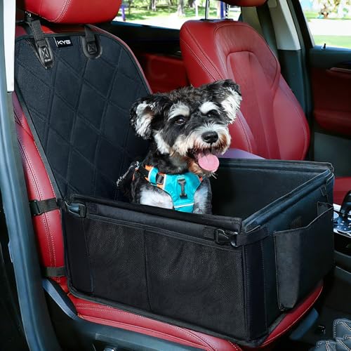 KYG Seggiolino auto per cani – particolarmente stabile, impermeabile, antiscivolo e antigraffio per cani di piccola taglia – per passeggero e sedile posteriore (nero)