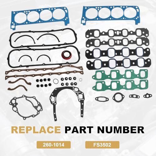 Image of Partsflow Full Engine Gasket Set Compatible With Ford Truck Car V8 351C 351M 400 1970-1982 F400-8 Full Premium Gasket Set, '70-'74 351C, '75-'81 351M, and '71-'82 400S 5.8L 6.6L Engines OE#260-1014