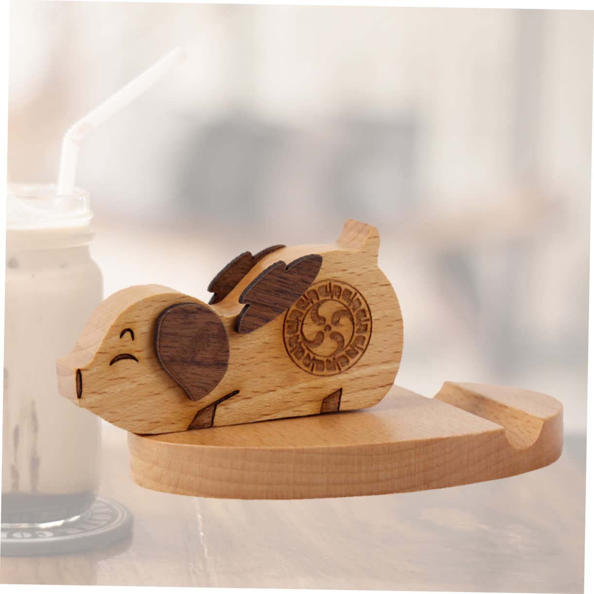 Housoutil 3 Soportes De Madera para Teléfono con Forma De Pantalla Móvil Prácticos para Escritorio Hogar Oficina Dormitorio.