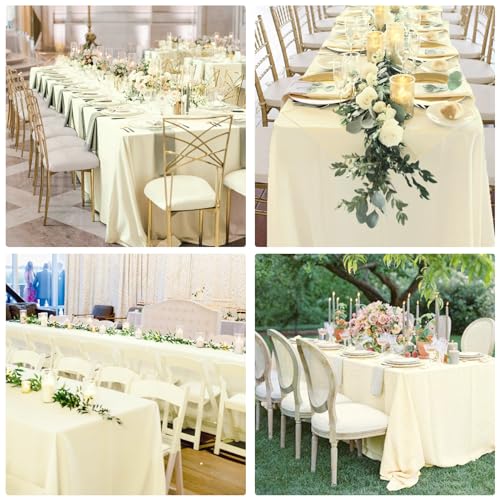 Image of 4 Pack Rectangle Tablecloth for 6 Foot Tables Washable Polyester Table Cover for Wedding Dining Table Parties Banquet(60x102 Beige)