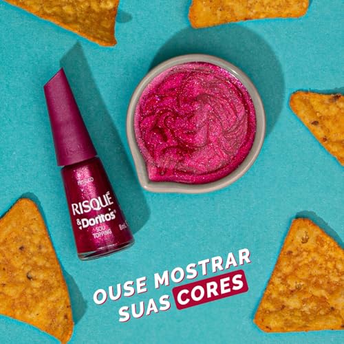 Esmalte Rosa Risqué & Doritos Sou Topping Metálico 8ml