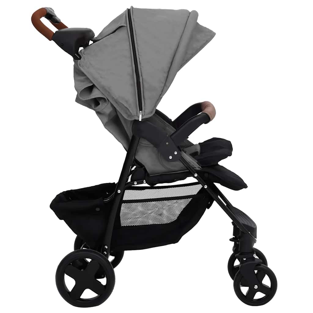 Genérico Carrito de bebés 2 en 1 de Acero Gris Claro,Bebés y niños pequeños,Transporte de bebés,Cochecitos de bebé,10371