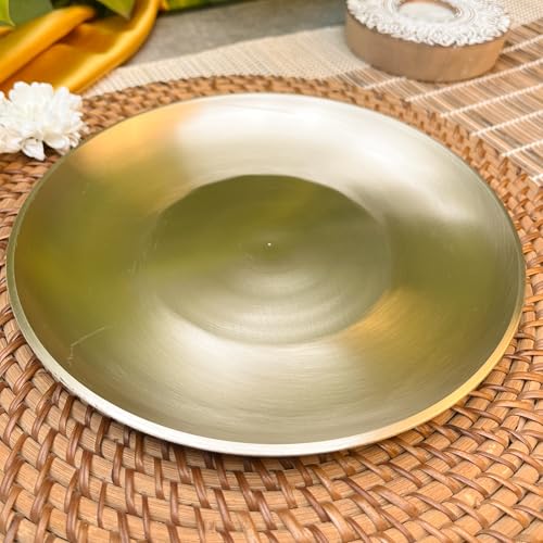 Image of 100% Pure Handcrafted Kansa Kids Thali - 8 Inch Flat Plate