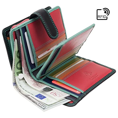 Image of VISCONTI Rainbow Leather Ladies Purse Style RFID Blocking RB51 (Black Rhumba)