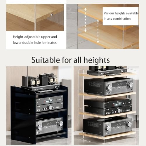 Étagère audio réglable acrylique meuble rangement multimédia hifi pour composant stéréo - 5