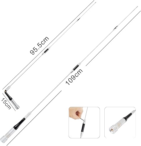 Miniatura 4 de GMRS - Antena móvil, 150 vatios de doble banda UHF VHF 42 pulgadas, antena de coche para exteriores UHF-macho (PL259) para Motorola Cobra Yaesu