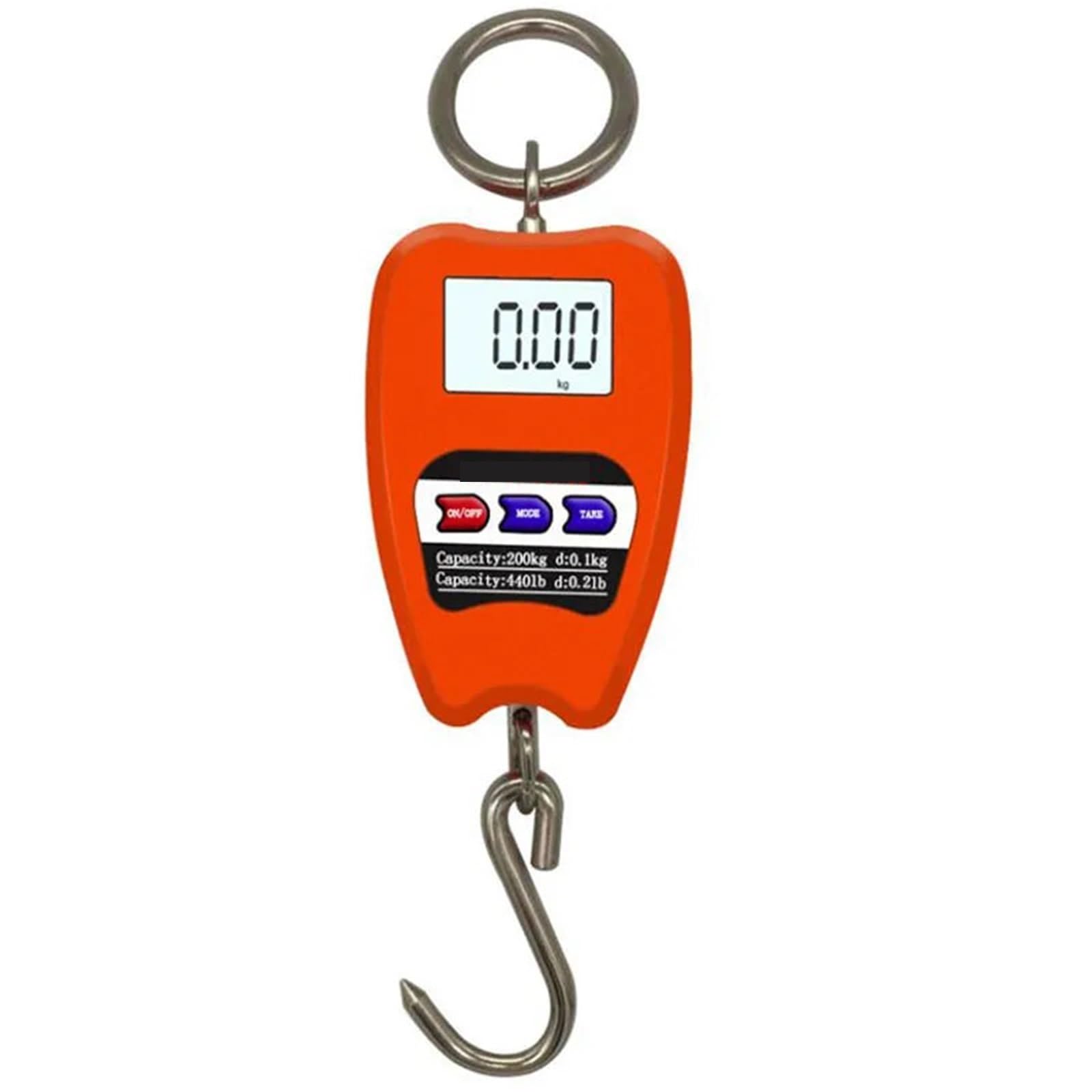 Digital Crane Scale, Digital Hanging Scale 200Kg/440lb Crane Scale with Hooks for Farm Fishing(Oranje)
