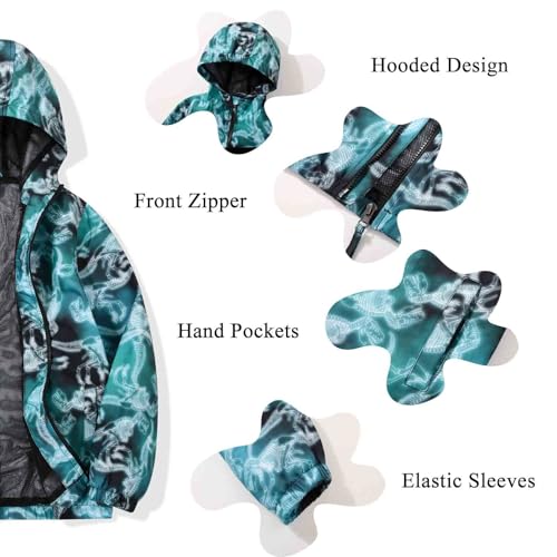 Image of SUNDAY ROSE Boys Windbreaker Jacket Hooded Lightweight Windroof Water-resistant Outdoor Coats for Kids