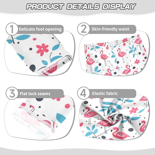 Lovely Simple Flamingo and Flowers Girls Leggings Soft Comfortable Athletic Leggings Dancing Pants for 4-10 Years3