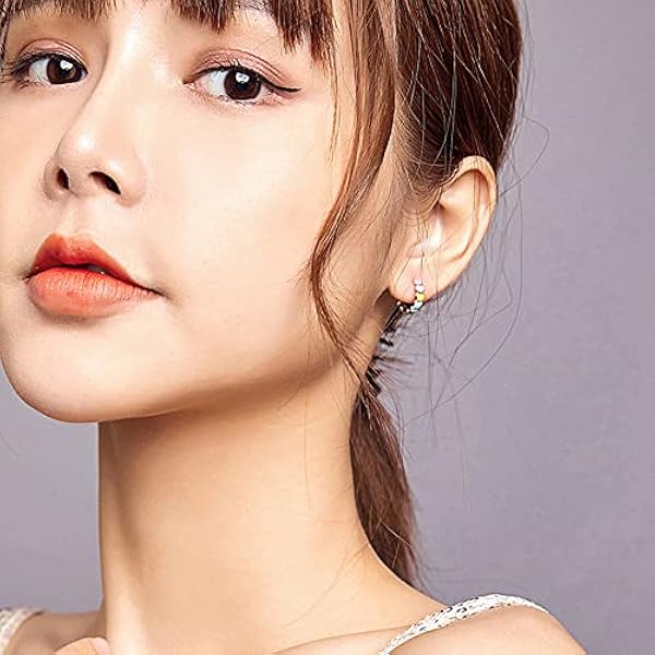 Love Heart Small Hoop Earring for Women Girl 925 Sterling Silver Rainbow Kleurrijke Enamel Cartilage Earring Round Huggie Hoops 12mm Eternity Forever Mode-sieraden Geschenken Valentijnsdag Hypoal