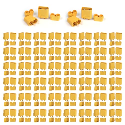 TMH 50 Pairs XT90 Connector with Heat Sheath XT-90 Male Female Bullet Connectors Power Plugs for RC Lipo Battery Motor (Pack of 100)