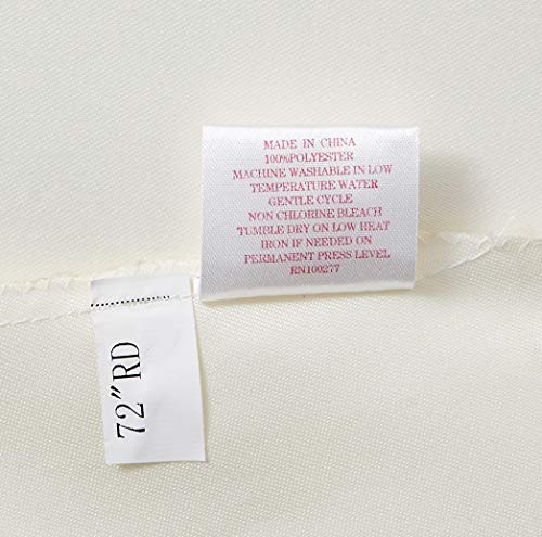 Seasonal Candles Vintage Holiday Embroidered Design Tablecloths- Beige - 70" Round #TOP2