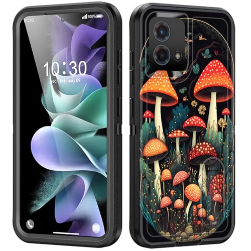 Coque Moto G 5G 2024 antichoc à motif champignon avec béquille