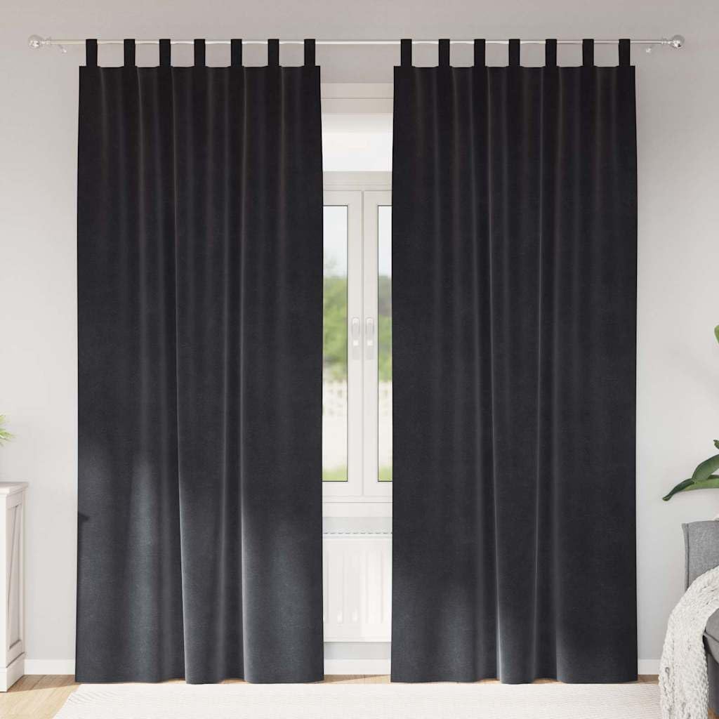 Zasłony zaciemniające, zestaw 2 szt., ciemnoszare, z aksamitu, 140 x 245 cm, nieprzejrzyste, termoizolacyjne, do sypialni i salonu, ze szlufkami z materiału do łatwego montażu