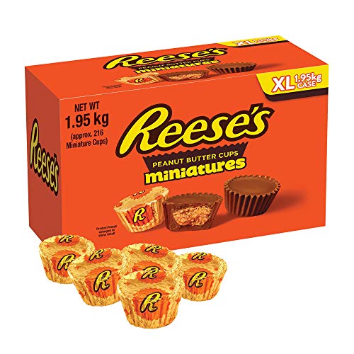 Reese's Mini Peanut Butter Cups Bulk Case, Milk Chocolate Flavour Mini Cups, Approximately 216 Mini Cups, 1.95 kg