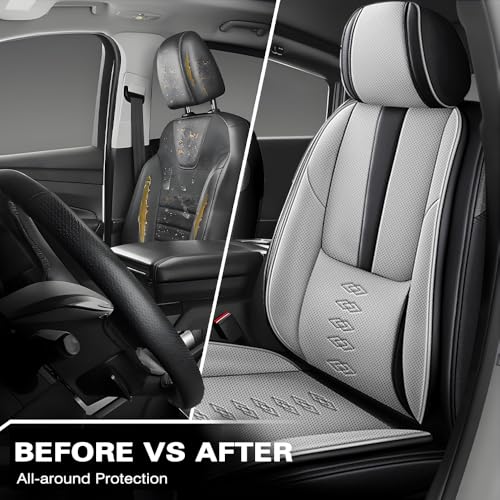 Image of Car Seat Covers for Neon,for Dodge Neon 2000-2005,Leather Front Seat Covers,Airbag-Compatible Car Seat Protectors,Waterproof Seat Cover for Cars(Black+Gray,2PCS Only)