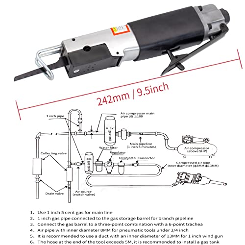 Sdrtop Air Reciprocating Saw Pneumatic Body Saws Tool With 6Pc 24T & 32T Blades Heavy Duty Hacksaw Cutter For Metal Sheet Cutting thumb #5