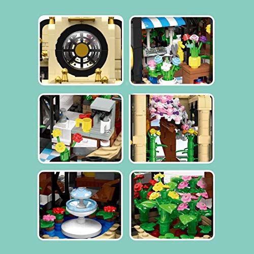 Seasy Haus Bausteine Bausatz, 2147 Klemmbausteine Modular Botanischer Garten Modell mit LED-Licht, Kompatibel mit Lego – Bild 4